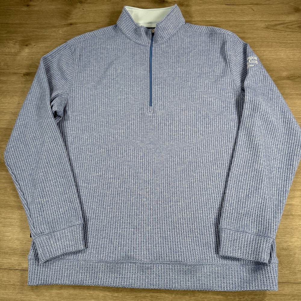 Straight Down Men's Pullover 1/4 Zip XXL Blue Optic Waffle Golf Performance